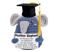Regalo de graduación 2025, inspirador apoyo emocional de elefante de ganchillo positivo, animal divertido con tarjetas de afirmaciones positivas, regalos inspiradores para amigos, profesores, fiesta