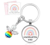 Regalo de guardería, llavero con colgante de ángel de la guarda - Hurra, soy un niño de jardín de infantes, con caja de regalo y tarjeta de felicitación, regalo para niños y niñas