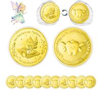 Regalo de hada de los dientes, piedra de la suerte, moneda de hada de los dientes, 10 unidades, hada de los dientes Goldtaler, moneda de oro, diente perdido, regalo para niños, recuerdo para la