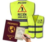 Regalo de jubilación divertido para hombre | Chaleco reflectante jubilado y Libro de firmas | Tarjeta despedida trabajo, Tarjeta felicitacion jubilacion y decoración (¡Cuidado! Jubilado en Acción)