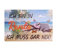 Regalo de jubilación, regalo para hombre, jubilación, regalo para mujer, texto en alemán "Ich bin in rente", cartel de chapa, decoración para pared, puerta y ventana