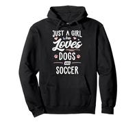 Regalo de Just A Girl Who Loves Dogs and Soccer Amante de los Perros Sudadera con Capucha