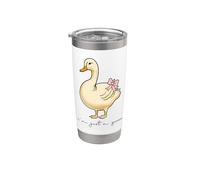 Regalo de lazo de ganso rosa con texto en inglés "I'm Just a Goose I'm Just a Girl" Vaso térmico de acero inoxidable de doble pared