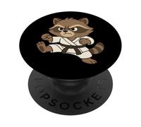 Regalo de luchador de arte marital de karate de mapache salvaje para hombres y mujeres PopSockets PopGrip Adhesivo