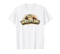 Regalo de Luchador de derribo de Arte Lineal de Lucha Libre Camiseta gráfica económica, Hombre, Blanco, S