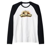 Regalo de Luchador de derribo de Arte Lineal de Lucha Libre Camiseta Manga Raglan