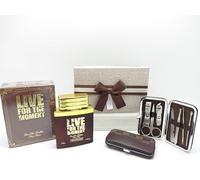 Regalo de lujo para hombres, Live For The Moment edt para hombres, 100 ml, fragancia sensacional Amazscent para él, kit de manicura personal de acero inoxidable para el cuidado de las uñas en caja de