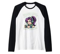 Regalo de mamá para el día de la Madre, Lindo Cabello Morado para niña Camiseta Manga Raglan