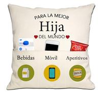 Regalo de Mamá y Papá: La Mejor Hija del Mundo - Fundas de Cojín 18x18 Pulgadas Con 3 Bolsillos - Para Cumpleaños o Graduación