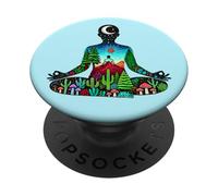 Regalo de meditación y yoga, divertido budismo occidental, pose, medita PopSockets PopGrip Adhesivo