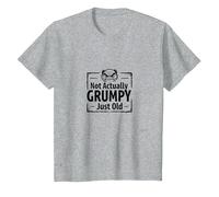 Regalo de Not Actually Grumpy Just Old Funny Grumpy Old Man Camiseta, Niños, Gris Jaspeado, 10 años