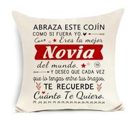 Regalo de Novio para Novia Abraza Este cojín como si Fuera yo Funda de cojín Decorativa para el hogar Regalo de cumpleaños, Navidad o Aniversario para Novia