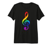 Regalo de Orgullo de Clave G de Arco Iris para los Amantes de la música del Piano Camiseta Premium