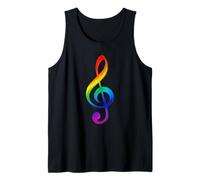 Regalo de Orgullo de Clave G de Arco Iris para los Amantes de la música del Piano Camiseta sin Mangas