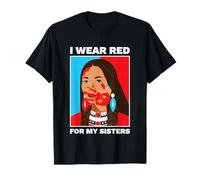 Regalo de Orgullo Nativo Americano con Texto en inglés I Wear Red For My Sisters Camiseta