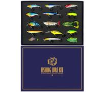 Regalo de pesca para hombres, kit de señuelos de pesca para lubina, trucha, lucio, salmón, juego de señuelos de pesca con caja de regalo premium, equipo de pesca de agua dulce y salada, regalos para