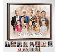 Regalo de pintura conmemorativa personalizada, añade a un ser querido fallecido a la foto, ilustración personalizada de retrato familiar, combina fotos de niños, regalo de cumpleaños, pintura de