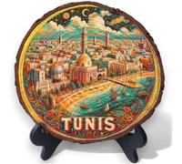 Regalo de recuerdo de Túnez - Placa de madera de fusión mediterránea ideal para aficionados a la historia del norte de África y exploradores culturales
