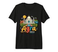 Regalo de Recuerdo de Viaje Agra India Dibujado a Mano Camiseta Premium