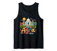 Regalo de Recuerdo de Viaje Agra India Dibujado a Mano Camiseta sin Mangas