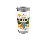 Regalo de recuerdo de viaje Agra India dibujado a mano Vaso térmico de acero inoxidable de doble pared