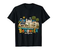 Regalo de Recuerdo de Viaje Benguela Angola Dibujado a Mano Camiseta