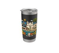 Regalo de recuerdo de viaje Benguela Angola dibujado a mano Vaso térmico de acero inoxidable de doble pared