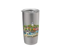 Regalo de recuerdo de viaje de Annapolis Maryland dibujado a mano Vaso térmico de acero inoxidable de doble pared