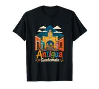 Regalo de Recuerdo de Viaje de Antigua Guatemala Dibujado a Mano Camiseta