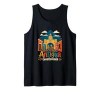 Regalo de Recuerdo de Viaje de Antigua Guatemala Dibujado a Mano Camiseta sin Mangas