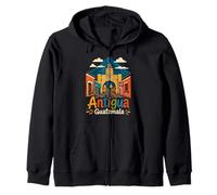 Regalo de Recuerdo de Viaje de Antigua Guatemala Dibujado a Mano Sudadera con Capucha