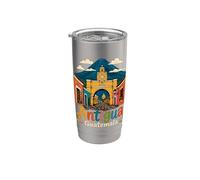 Regalo de recuerdo de viaje de Antigua Guatemala dibujado a mano Vaso térmico de acero inoxidable de doble pared