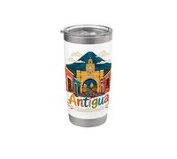 Regalo de recuerdo de viaje de Antigua Guatemala dibujado a mano Vaso térmico de acero inoxidable de doble pared