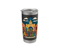 Regalo de recuerdo de viaje de Antigua Guatemala dibujado a mano Vaso térmico de acero inoxidable de doble pared