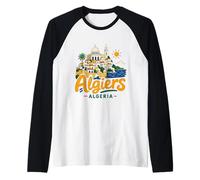 Regalo de Recuerdo de Viaje de Argel Argelia Dibujado a Mano Camiseta Manga Raglan