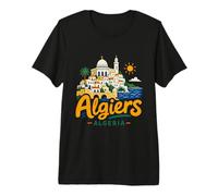 Regalo de Recuerdo de Viaje de Argel Argelia Dibujado a Mano Camiseta Premium