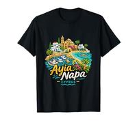 Regalo de Recuerdo de Viaje de Ayia Napa Chipre Dibujado a Mano Camiseta