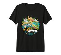 Regalo de Recuerdo de Viaje de Ayia Napa Chipre Dibujado a Mano Camiseta Premium