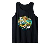 Regalo de Recuerdo de Viaje de Ayia Napa Chipre Dibujado a Mano Camiseta sin Mangas