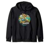 Regalo de Recuerdo de Viaje de Ayia Napa Chipre Dibujado a Mano Sudadera con Capucha