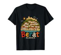 Regalo de Recuerdo de Viaje de Berat Albania Dibujado a Mano Camiseta