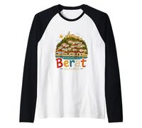 Regalo de Recuerdo de Viaje de Berat Albania Dibujado a Mano Camiseta Manga Raglan