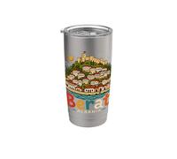 Regalo de recuerdo de viaje de Berat Albania dibujado a mano Vaso térmico de acero inoxidable de doble pared
