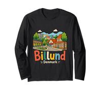 Regalo de Recuerdo de Viaje de Billund Dinamarca Dibujado a Mano Manga Larga
