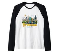 Regalo de Recuerdo de Viaje de Brisbane Australia Dibujado a Mano Camiseta Manga Raglan