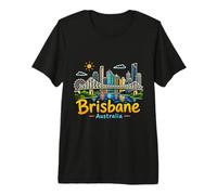 Regalo de Recuerdo de Viaje de Brisbane Australia Dibujado a Mano Camiseta Premium
