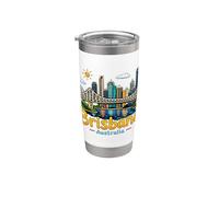 Regalo de recuerdo de viaje de Brisbane Australia dibujado a mano Vaso térmico de acero inoxidable de doble pared
