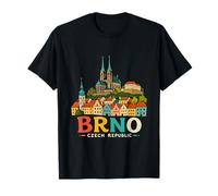 Regalo de Recuerdo de Viaje de Brno República Checa Dibujado a Mano Camiseta