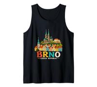 Regalo de Recuerdo de Viaje de Brno República Checa Dibujado a Mano Camiseta sin Mangas