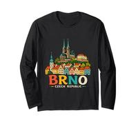 Regalo de Recuerdo de Viaje de Brno República Checa Dibujado a Mano Manga Larga